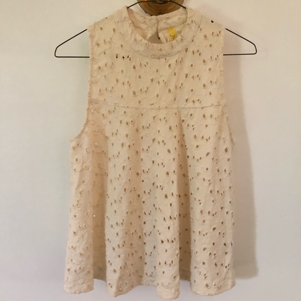 Free People Ivory Cutout Top Size Small